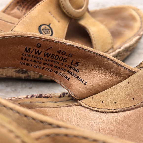 BORN Tropical Wedge Leather Strap Heeled Sandal - Picture 6 of 13